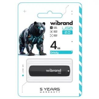 Флеш-накопичувач USB 2.0 Wibrand Grizzly 4GB чорний