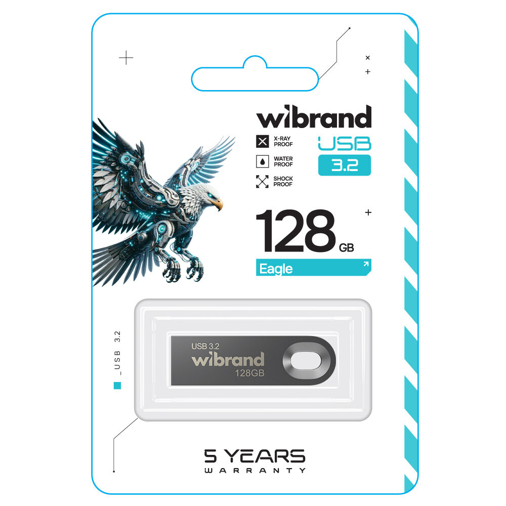 Флеш-накопичувач Wibrand USB 3.2 Gen1 Eagle 128GB Grey — фото 3