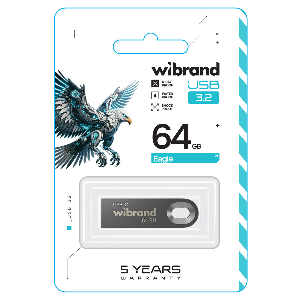Флеш-накопичувач Wibrand USB 3.2 Gen1 Eagle 64GB Grey — фото 3