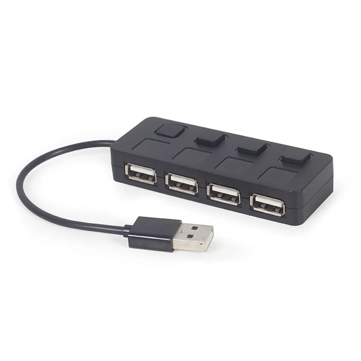 Хаб на 4 порти USB 2.0, з вимикачами, пластик, чорний Gembird — фото 2
