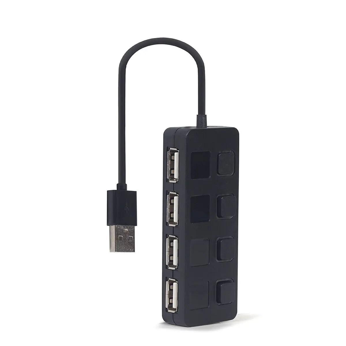 Хаб на 4 порти USB 2.0, з вимикачами, пластик, чорний Gembird — фото 3