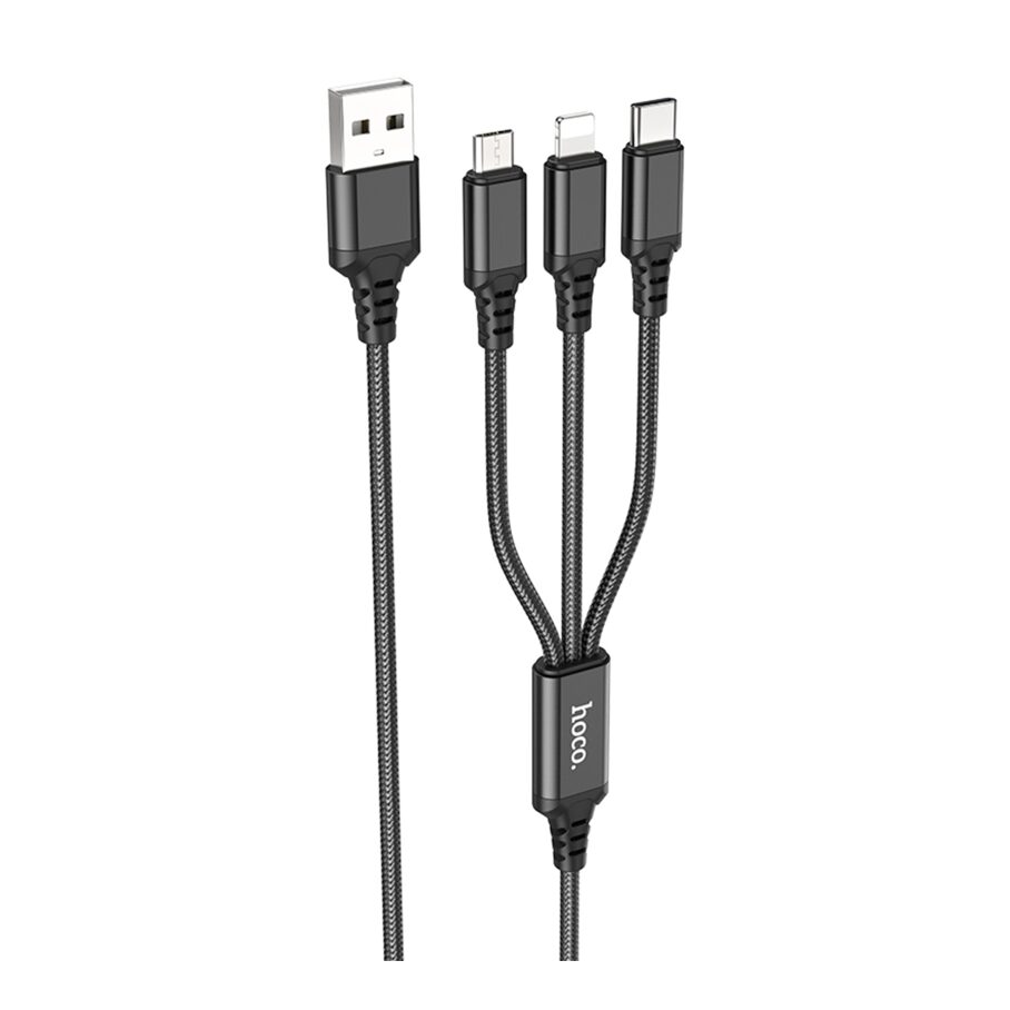 Кабель 3-в-1 Hoco X76 USB — Lightning + Type-C + Micro-USB 2A 1 м