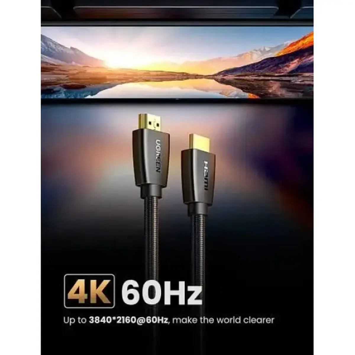 Кабель Hdmi 1.5 м Ugreen HD118 Nylon Braid Чорний 40409 — фото 3