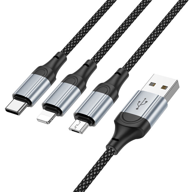 Кабель Hoco X102 Fresh 3-in-1 charging data cable (iP+Micro+Type-C)