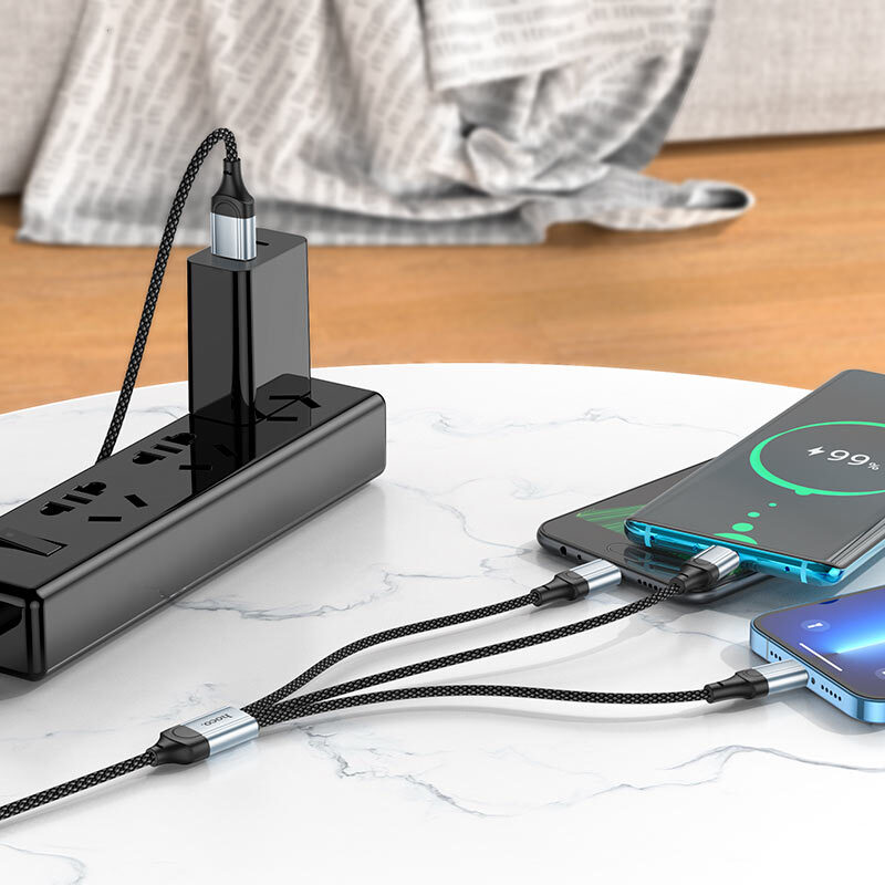 Кабель Hoco X102 Fresh 3-in-1 charging data cable (iP+Micro+Type-C) — фото 8