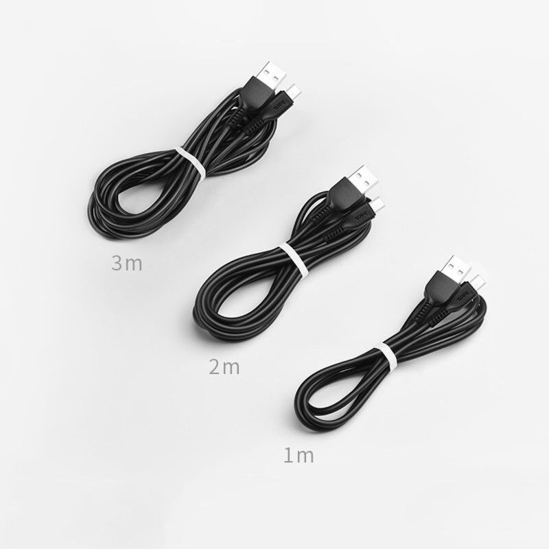 Кабель Hoco X20 USB to Micro 2.4A, 1m, PVC, TPE connectors, Black — фото 7