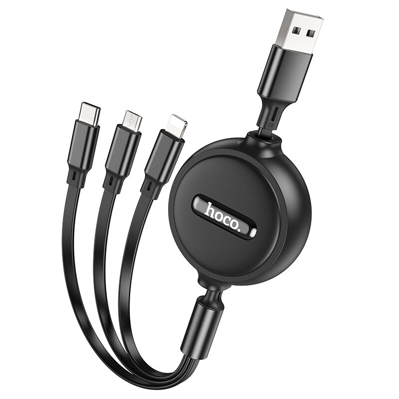 Кабель Hoco X75 3-in-1 double-pull charging cable(iP+Micro+Type-C)