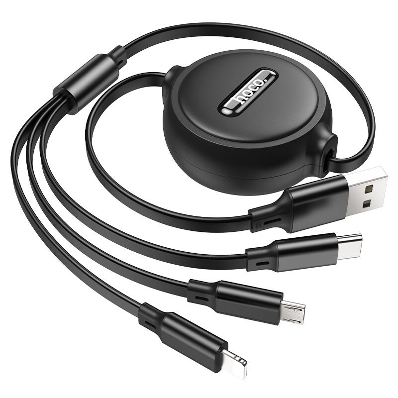 Кабель Hoco X75 3-in-1 double-pull charging cable(iP+Micro+Type-C) — фото 3