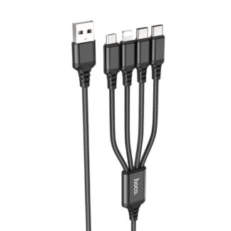 Кабель Hoco X76 4-in-1 Super charging cable (Type-C+Type-C+iP+Micro)