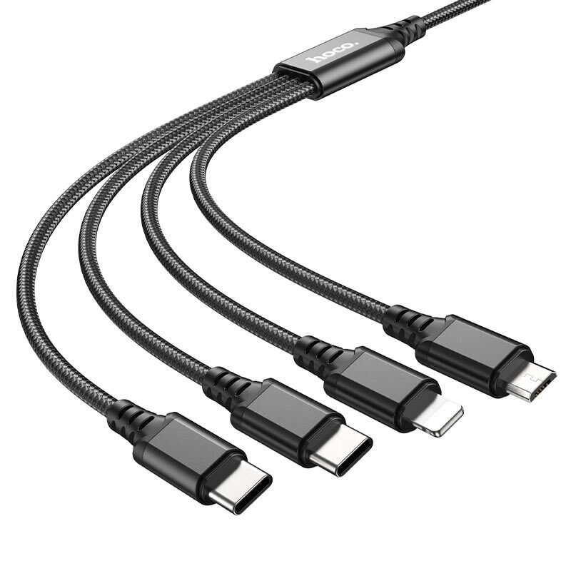 Кабель Hoco X76 4-in-1 Super charging cable (Type-C+Type-C+iP+Micro) — фото 4