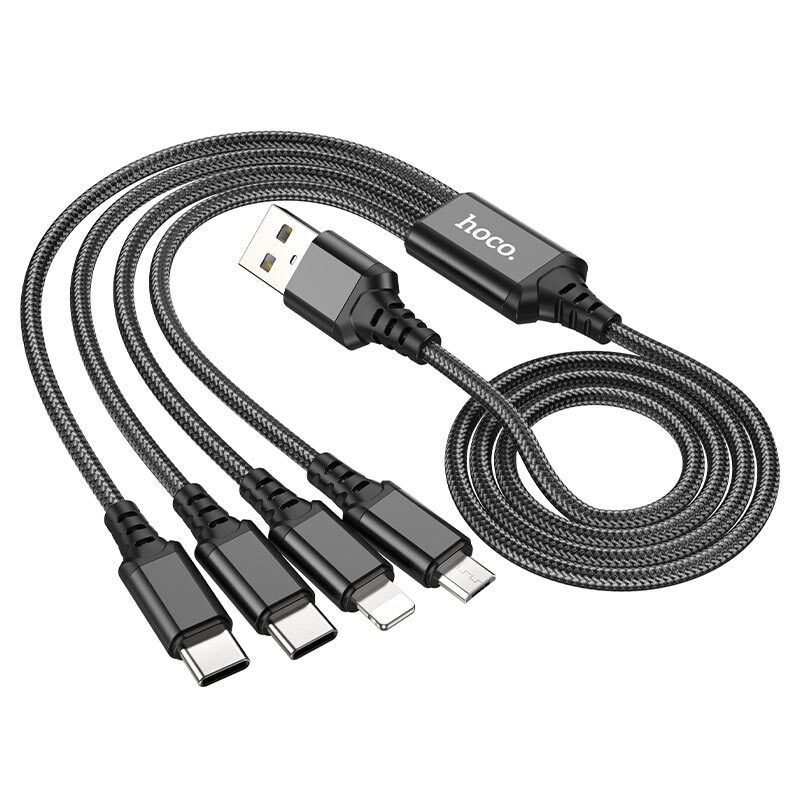 Кабель Hoco X76 4-in-1 Super charging cable (Type-C+Type-C+iP+Micro) — фото 5