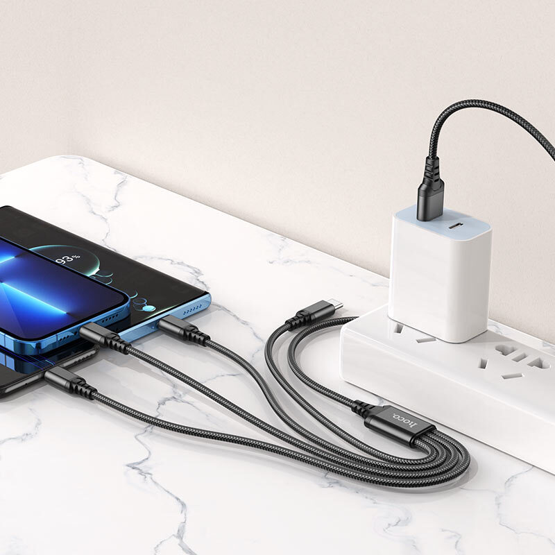 Кабель Hoco X76 4-in-1 Super charging cable (Type-C+Type-C+iP+Micro) — фото 6