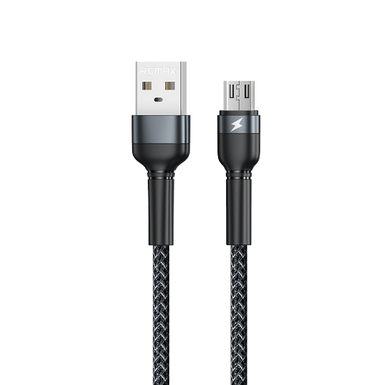 Кабель Remax Jany Series Aluminum Alloy Braided 2.4A data cable RC-124m/i/a Micro-Black