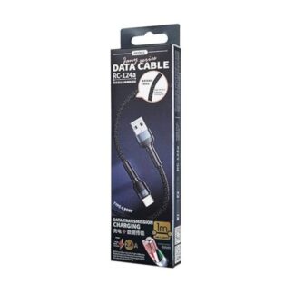 Кабель Remax Jany Series Aluminum Alloy Braided 2.4A data cable RC-124m/i/a Lightning-Black — фото 3