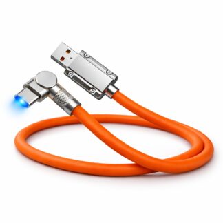 Кабель Type-C 120W 6A швидка зарядка 1 м (силіконовий, LED, 180°)
