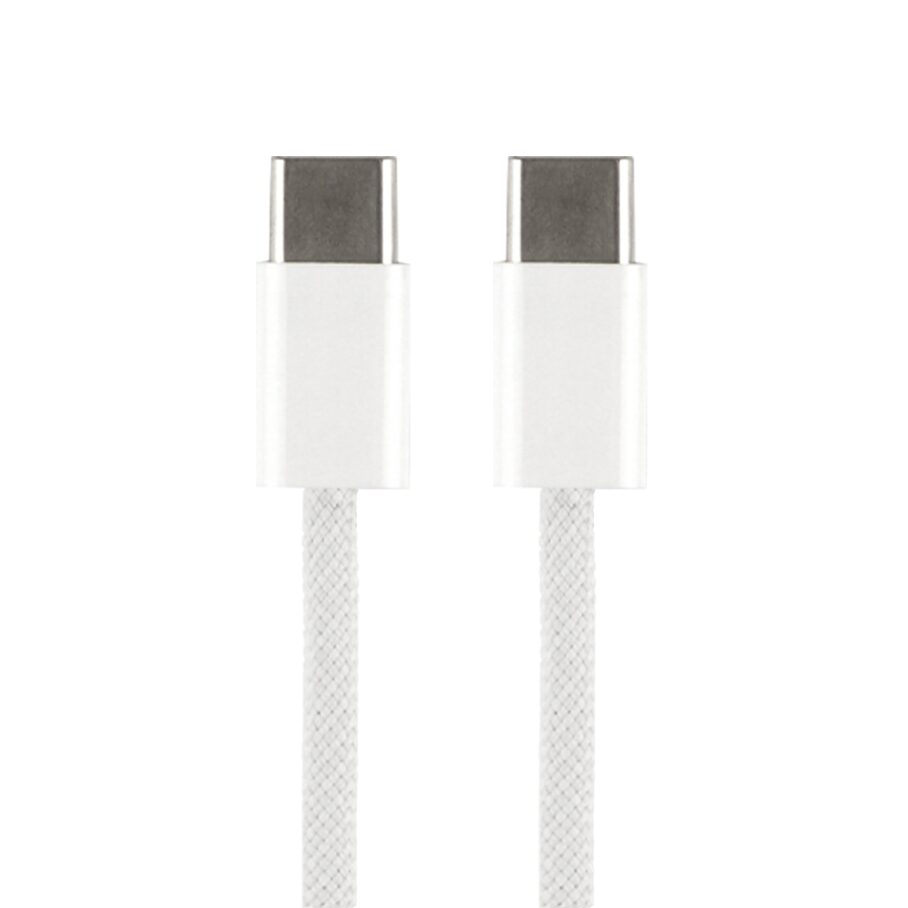 Кабель Type-C — Type-C 60W нейлон 1 м білий для iPhone 15 MacBook