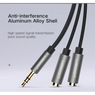 Кабель Ugreen AV123 3.5mm Stereo Audio Splitter Cable with Braid 20cm Black — фото 4