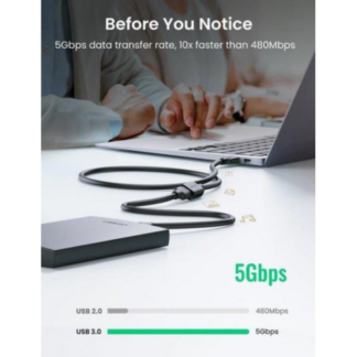 Кабель Ugreen US129 USB 3.0 Extension Male Cable 3m Black