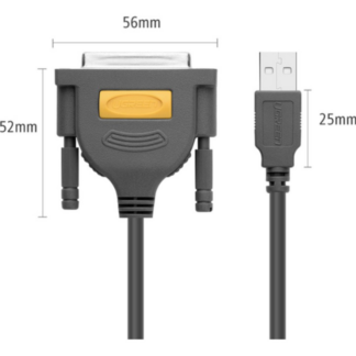 Кабель Ugreen US167 USB to DB25 Parallel Printer Cable 2m Black
