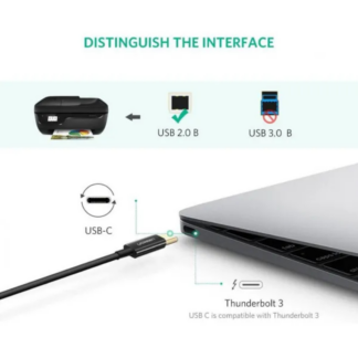 Кабель Ugreen US241 USB-C 2.0 to USB-B 2.0 Print Cable 2m Black