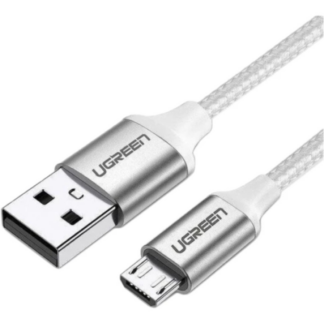 Кабель Ugreen US290 USB 2.0 to Micro Cable Nickel Plating Aluminum Braid 2A 2m White