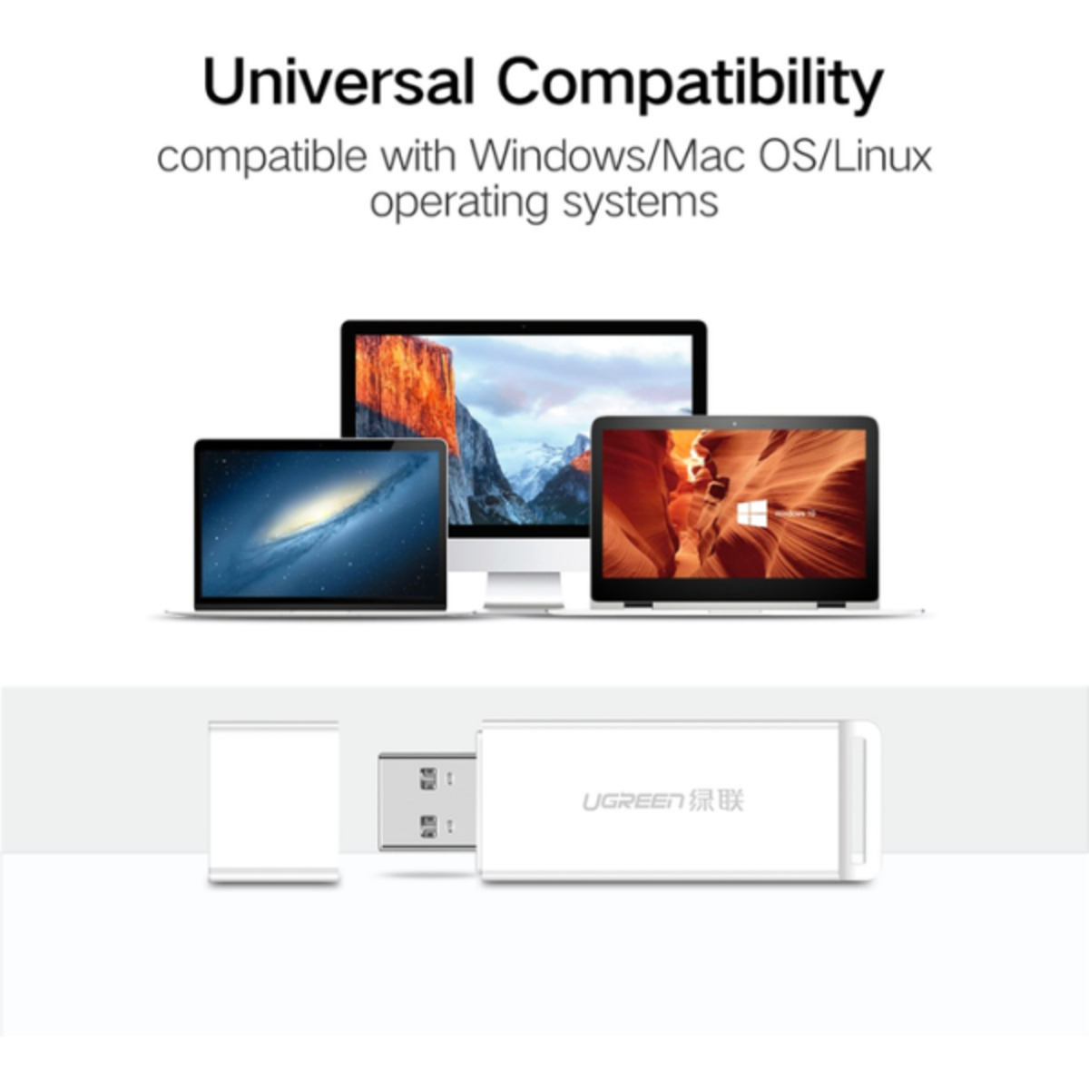 Кардрідер Ugreen CM104 USB 3.0 to TF + SD Dual Card Reader Black — фото 3