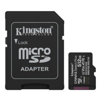 Карта памяти microSDXC (UHS-1 U3) Kingston Canvas Select Plus Gen3 512 Гб, класс 10, А 1, V30 (R-150 МБ/с) (адаптер SD)