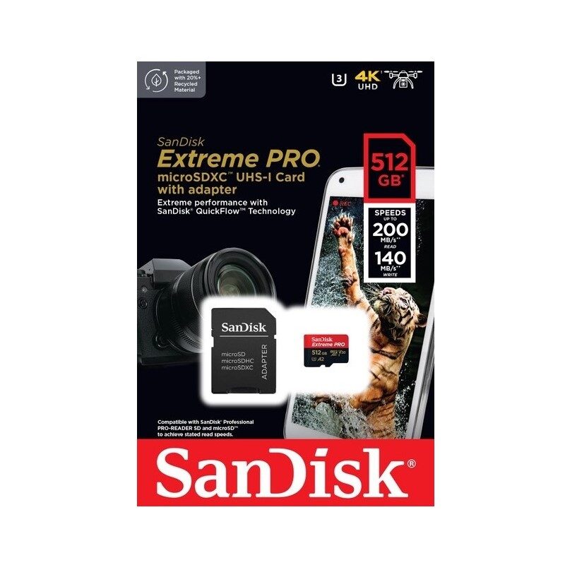 Карта пам'яті microSDXC (UHS-1 U3) SanDisk Extreme Pro A2 512Gb class — фото 3