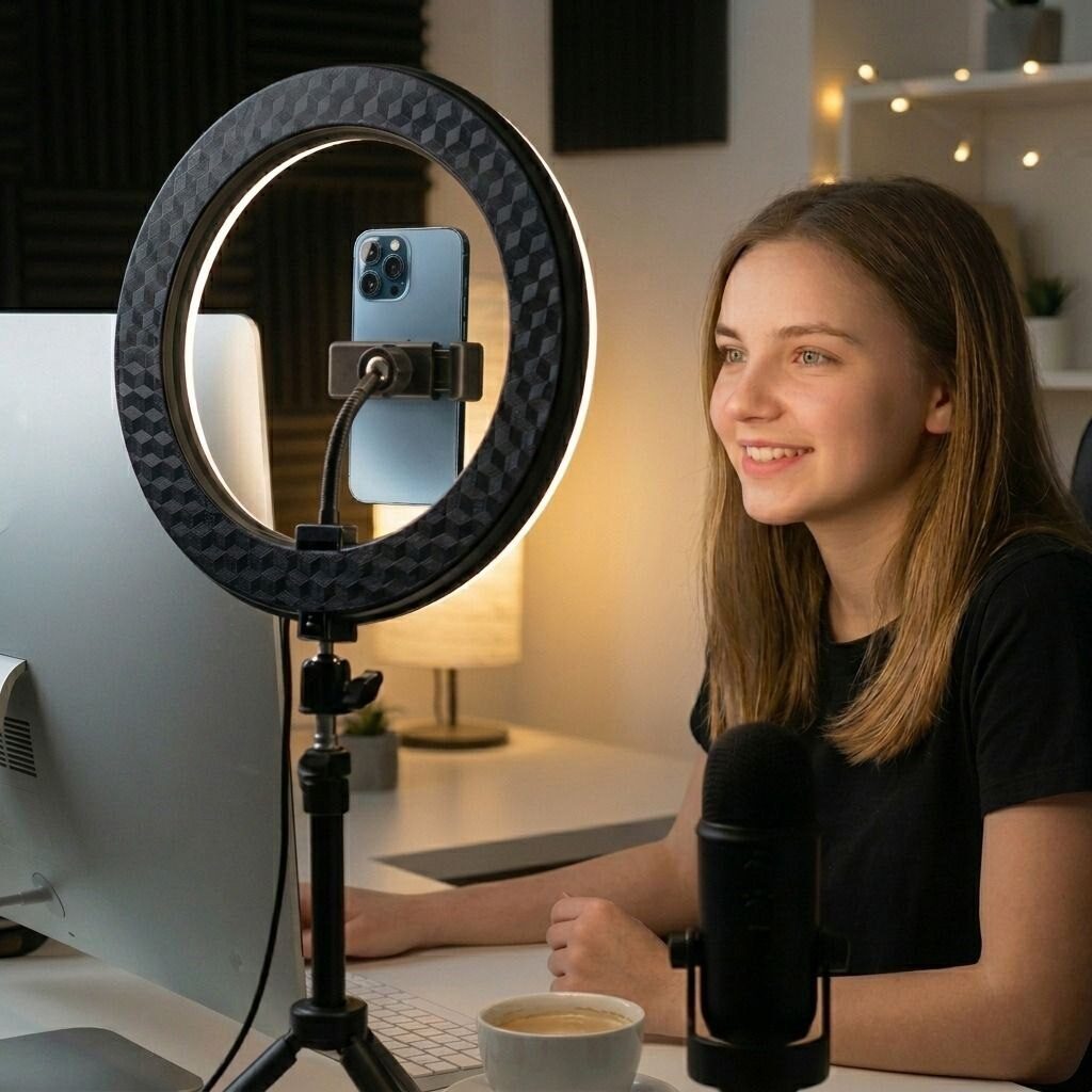 Кільцева лампа RGB LED MJ26 26 см з тримачем для телефону