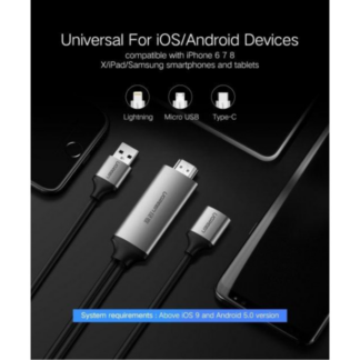 Конвертер Ugreen CM151 USB to Hdmi Digital AV Adapter 1.5m Gray — фото 4