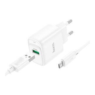 Мережевий Зарядний Пристрій Hoco C140A 1USB QC 18W+USB to Micro Білий