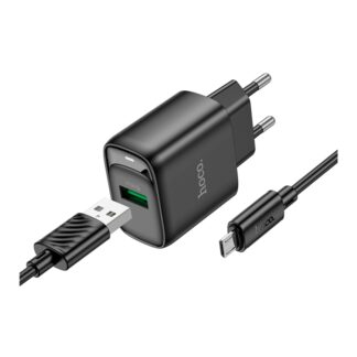 Сетевой Зарядный Прибор Hoco C140A 1USB QC 18W+USB to Micro Черный