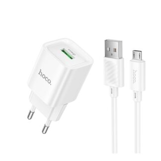 Мережевий Зарядний Пристрій Hoco C145A 1USB QC 18W+USB to Micro Білий