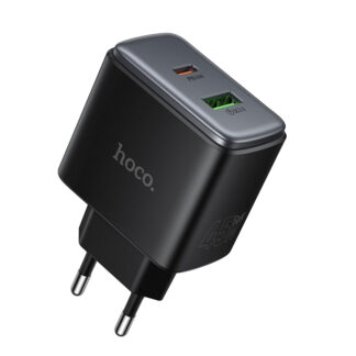 Мережевий зарядний пристрій Hoco C158A Upgrade PD45W(1C1A) charger(EU) Black