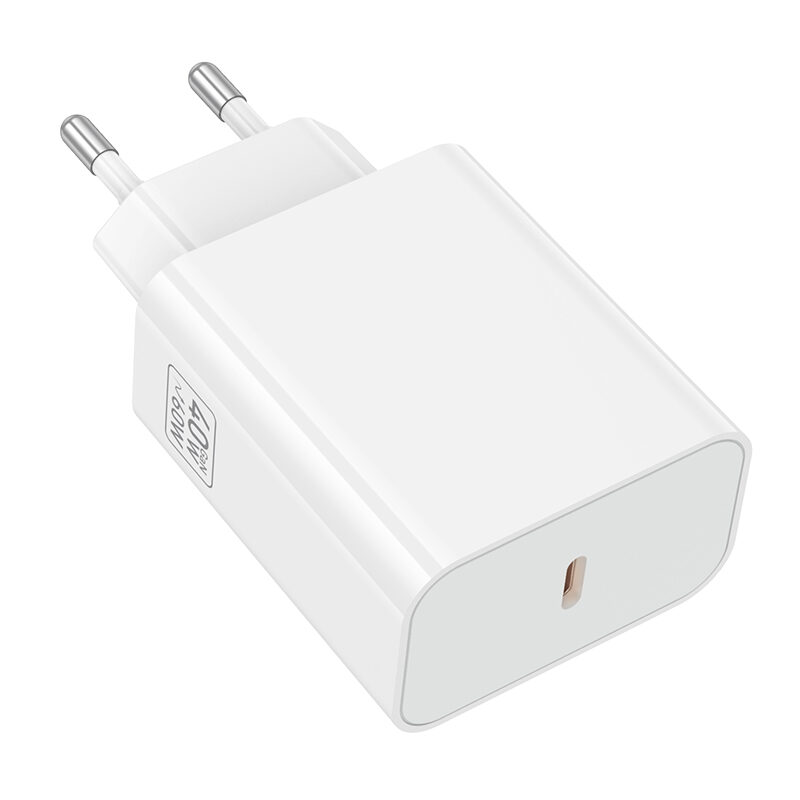 Мережевий зарядний пристрій Hoco C162A Source single port PD40W charger(EU) White — фото 7