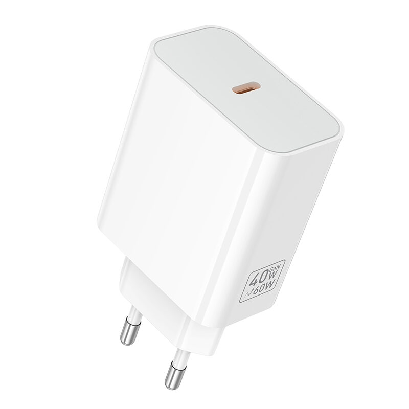Мережевий зарядний пристрій Hoco C162A Source single port PD40W charger(EU) White
