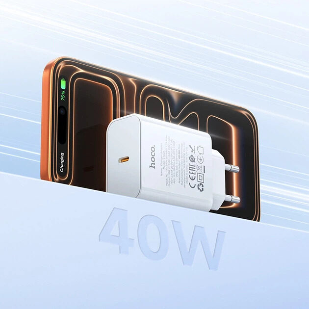 Мережевий зарядний пристрій Hoco C162A Source single port PD40W — фото 10
