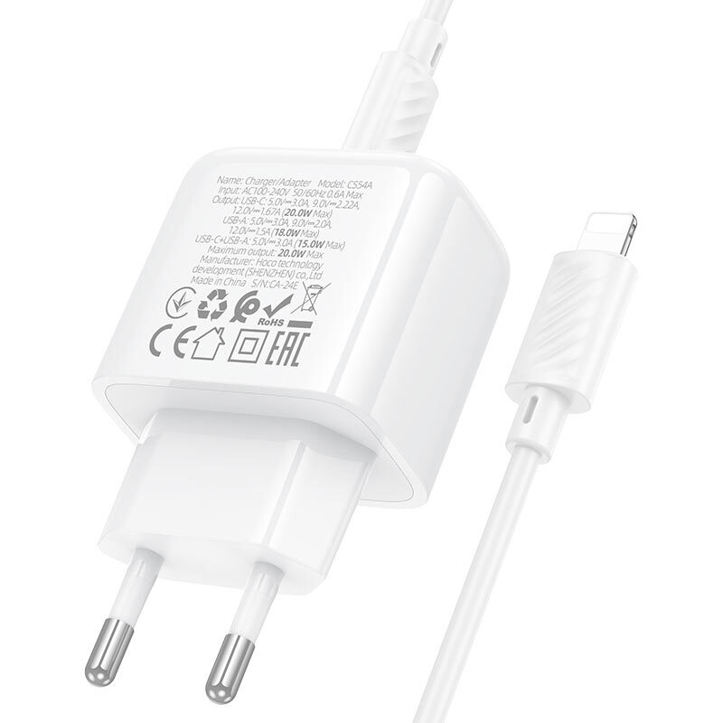 Мережевий зарядний пристрій Hoco CS54A Surplus PD20W+QC3.0 charger — фото 6