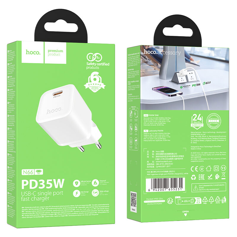 Мережевий зарядний пристрій Hoco N66 Ingenious single port PD35W — фото 3