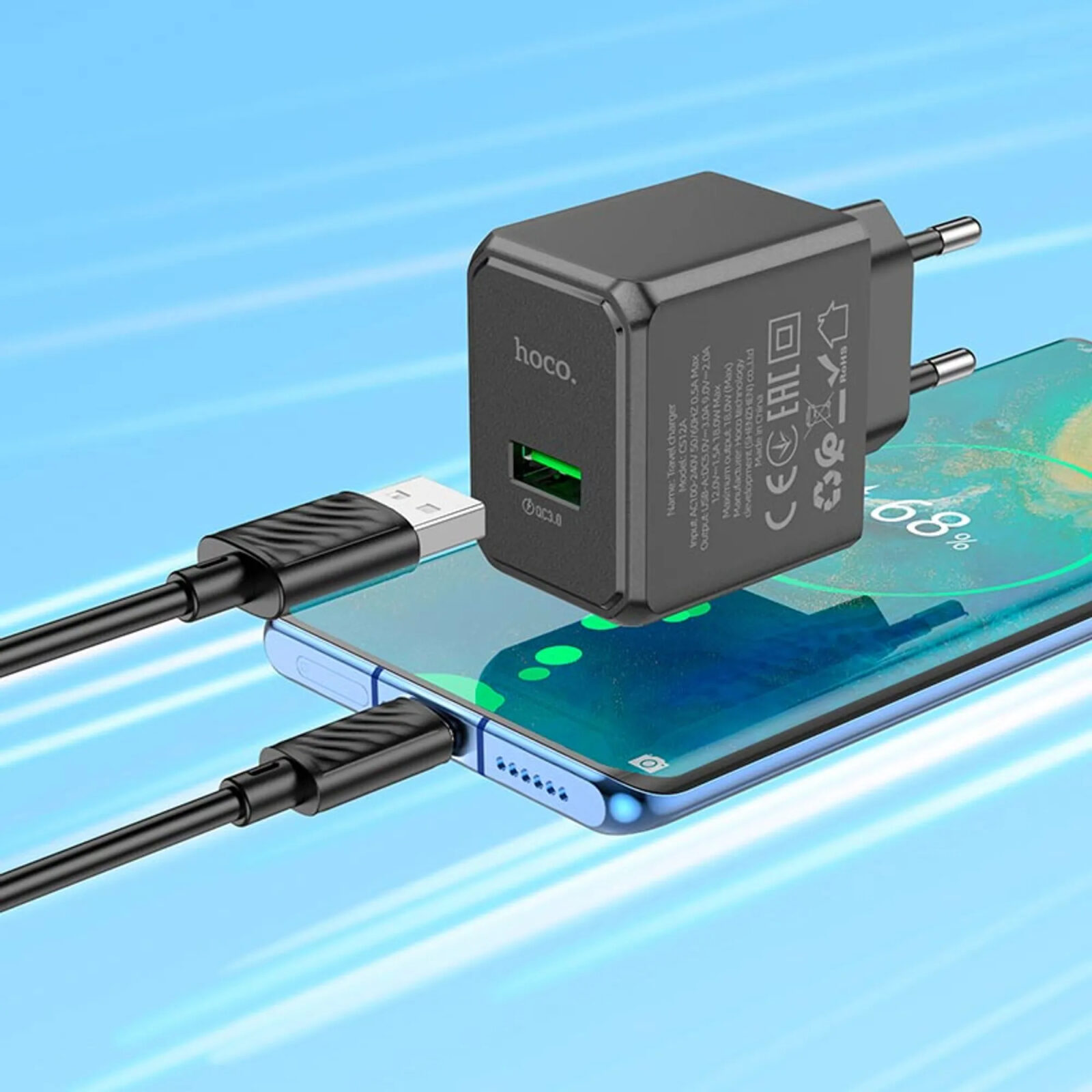 Мережевий зарядний пристрій Hoco N68 Nuevo single port PD20W charger — фото 6