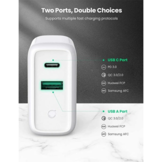 Мережевий зарядний пристрій Ugreen CD170 USB+USB Type-C Wall Charger 36W 3A White — фото 4