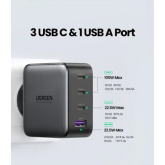 Мережевий зарядний пристрій Ugreen CD226 USB-A+3xUSB-C 100W GaN Tech Fast Charger Grey — фото 3