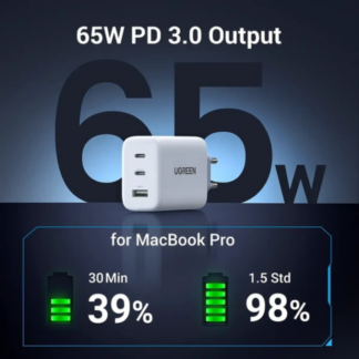 Мережевий зарядний пристрій Ugreen CD275 65W 2xUSB-C 1xUSB-A Fast Charger White — фото 4