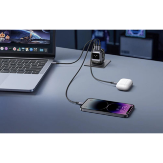Мережевий зарядний пристрій Ugreen CD361 USB+2xUSB-C 65W Robot GaN Tech Fast Charger Purple — фото 4