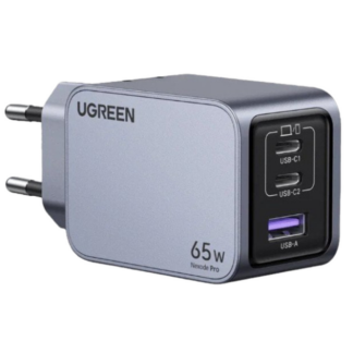 Мережевий зарядний пристрій Ugreen X755 Nexode Pro 2xUSB-C + USB 65W GaN Charger with USB-C Cable Gray