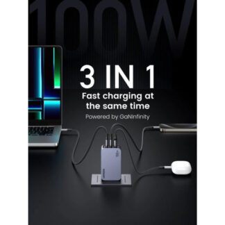 Мережевий зарядний пристрій Ugreen X757 2xUSB-C+USB Nexode Pro 100W GaN Fast Charger Set Grey