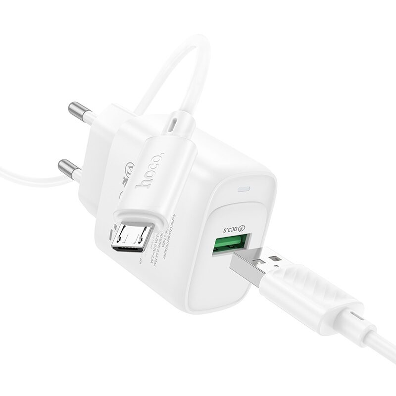 Мережевий зарядний пристрій з кабелем Hoco C140A Smart single port — фото 4