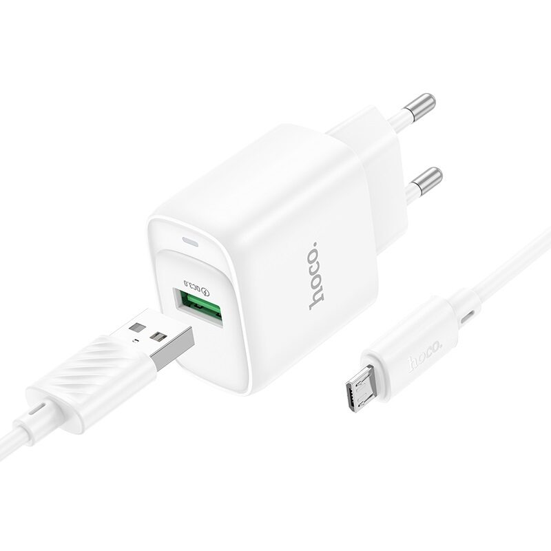 Мережевий зарядний пристрій з кабелем Hoco C140A Smart single port