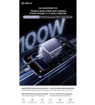 Сетьовий зарядний пристрій Remax 100W GaN Travel Charger+A-C кабель