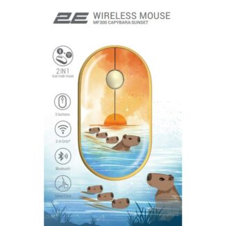 Миша 2E MF300 Capybara:Sunset Silent WL BT, жовтий